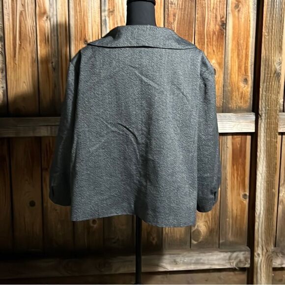 Sharagano Studio Woman plus blazer knit gray black 3/4 sleeves pockets 24W - Picture 6 of 6